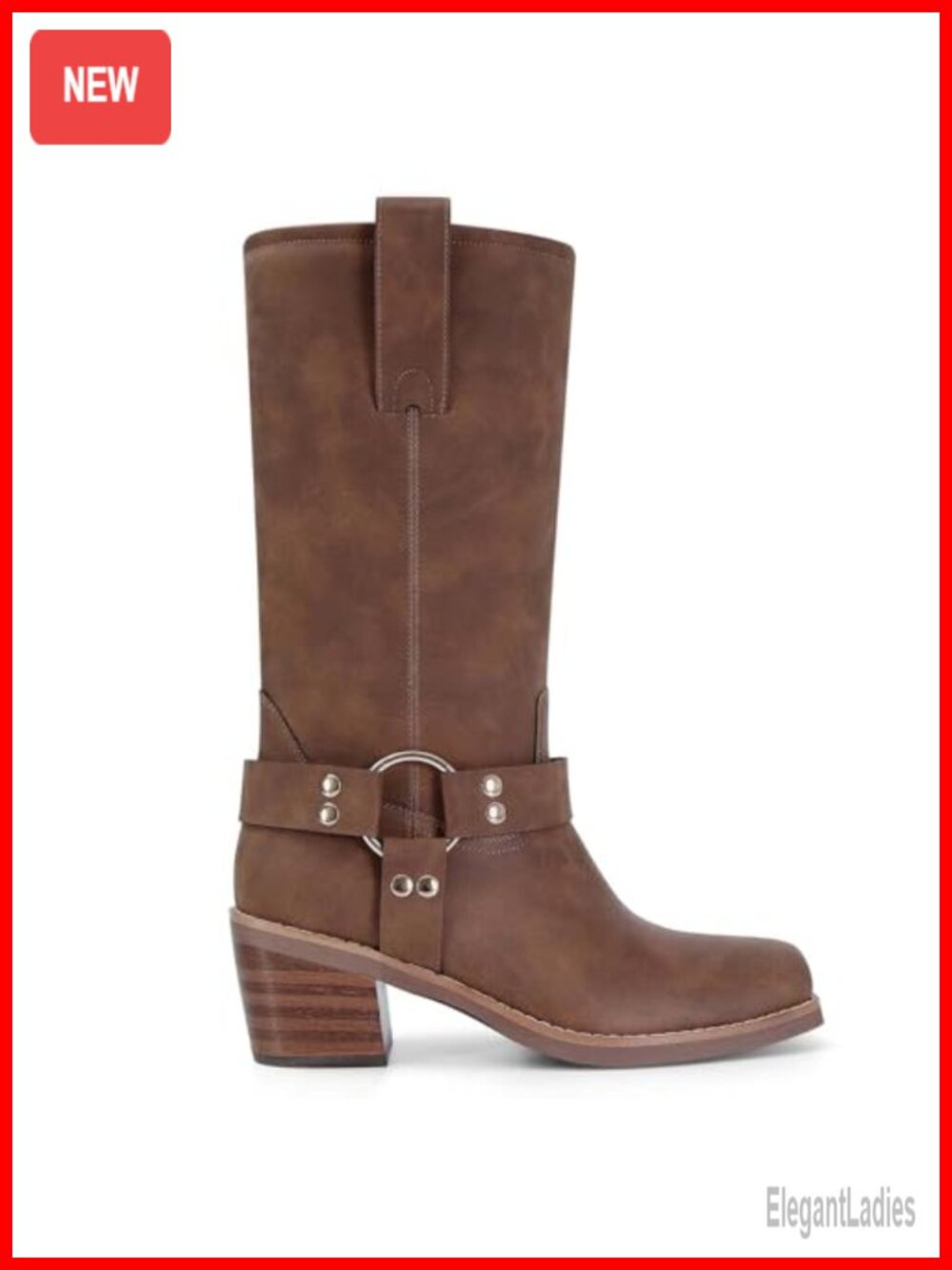 Suede Mid Calf Boots Square Toe Chunky Block Heel Slouch Riding Boots